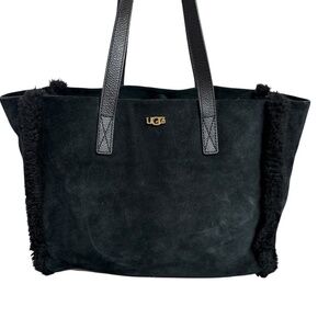 Ugg Australia black suede and leather tote bag